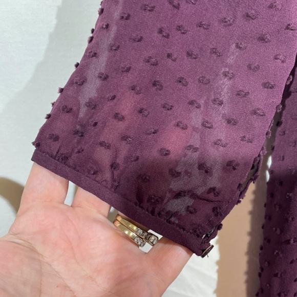 Aritzia Babaton Womens Silk Blend Blouse V-Neck Swiss Dot 3/4 Sleeve Size XS - Picture 12 of 12